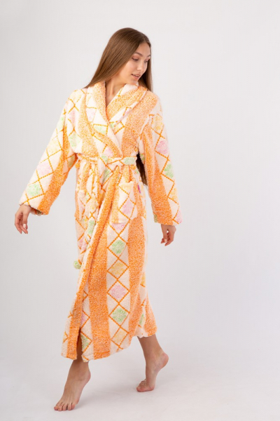 Vienetta Secret Geargette Miss HG 020 Махровый женский халат оранжевый/принт