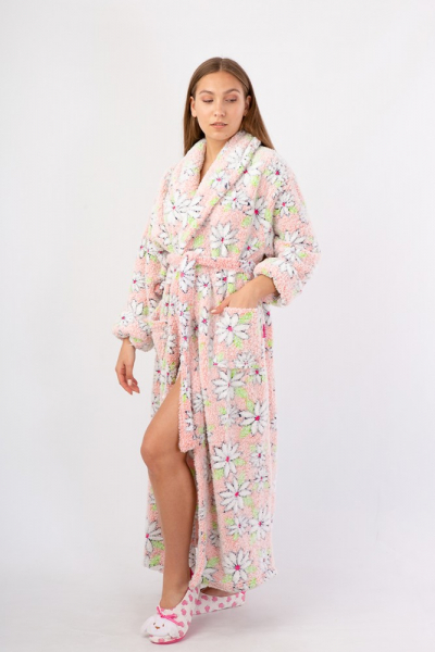 Vienetta Secret Geargette Miss HG 020 Махровый женский халат персиковый/цветы