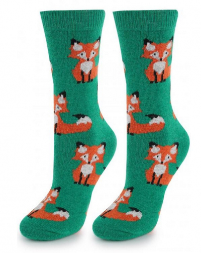 Marilyn ANGORA R31 Теплые носки с лисичками зеленый
