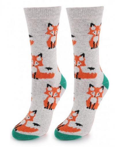 Marilyn ANGORA R31 Теплые носки с лисичками серый