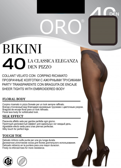 Oro Bikini 40 den колготки с ажурными трусиками дымчатый