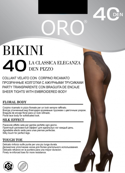 Oro Bikini 40 den колготки з ажурними трусиками чорний