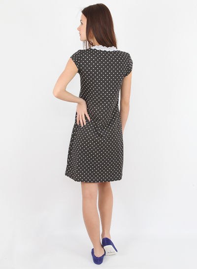 NL 025 Ночная рубашка черный/горошек