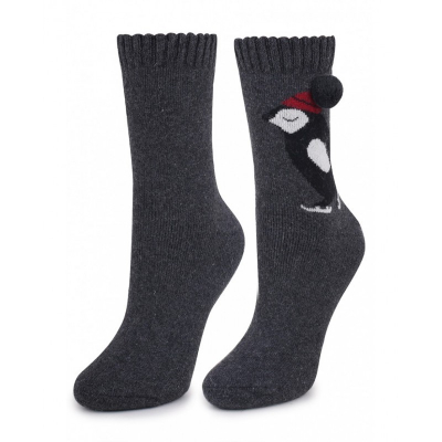 Marilyn ANGORA N41 Теплые носки с пингвинами темно-серый