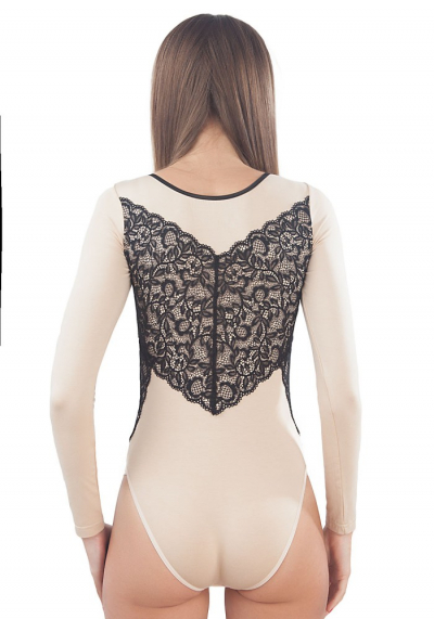 BB 124 Боди с кружевом бежевый