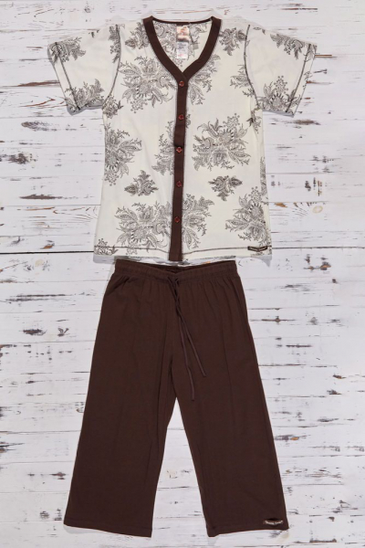 Vienetta Secret VS 70 Хлопковая пижама футболка/бриджи молочный/коричневый