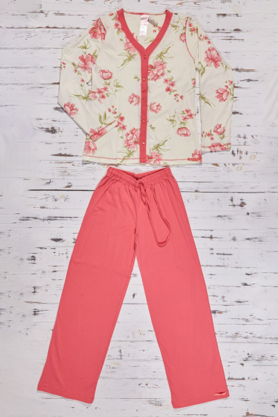 Vienetta Secret VS 70 Хлопковая пижама футболка/бриджи молочный/малиновый