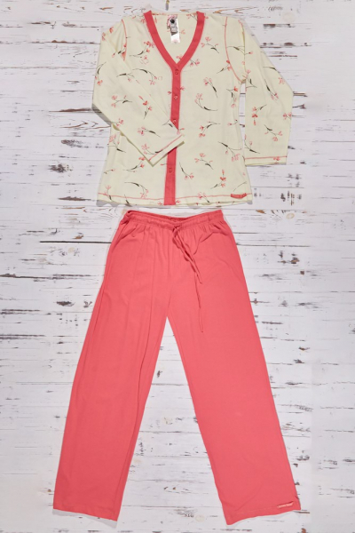 Vienetta Secret VS 70 Хлопковая пижама футболка/бриджи молочный/малиновый