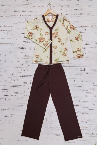 Vienetta Secret VS 70 Хлопковая пижама футболка/бриджи молочный/коричневый