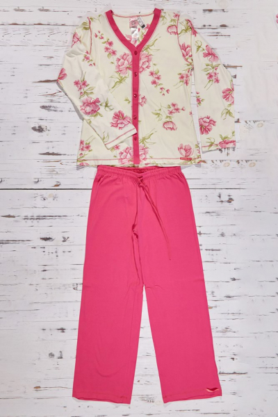 Vienetta Secret VS 70 Хлопковая пижама футболка/бриджи молочный/малиновый