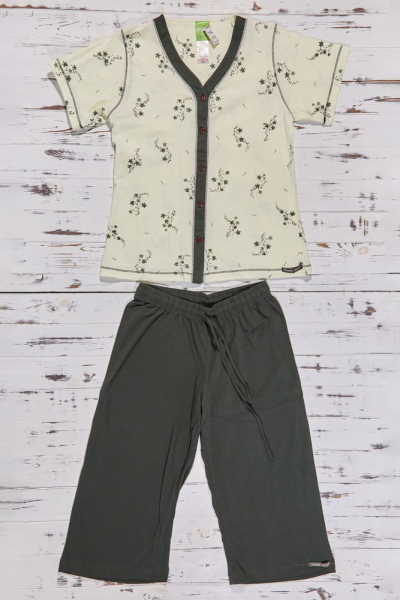 Vienetta Secret VS 70 Хлопковая пижама футболка/бриджи молочный/хаки