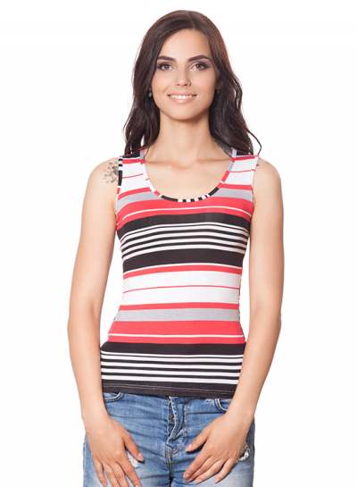 ML 048 Майка в полоску красный/черный