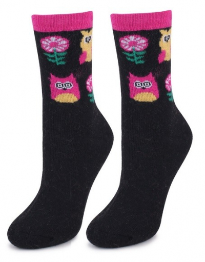 Marilyn ANGORA L36 Женские носки с ангорой черный/ярко-розовый