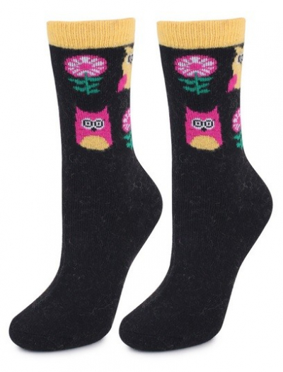 Marilyn ANGORA L36 Женские носки с ангорой черный/желтый