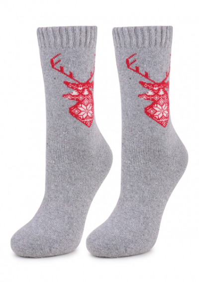 Marilyn ANGORA N46 Ангорові шкарпетки з оленями сірий