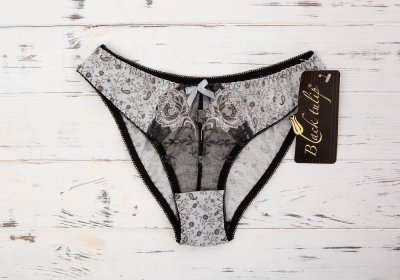 Black Tulip 032 Трусы с кружевной вставкой серый