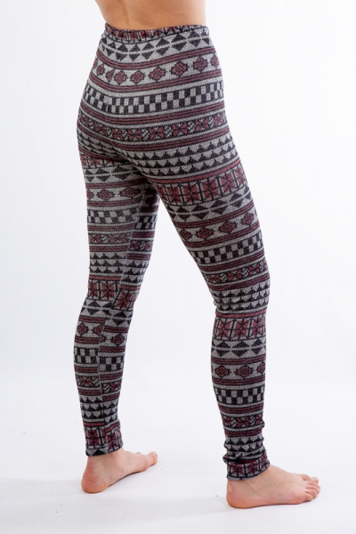 LL 030 теплые лосины с орнаментом серый/красный