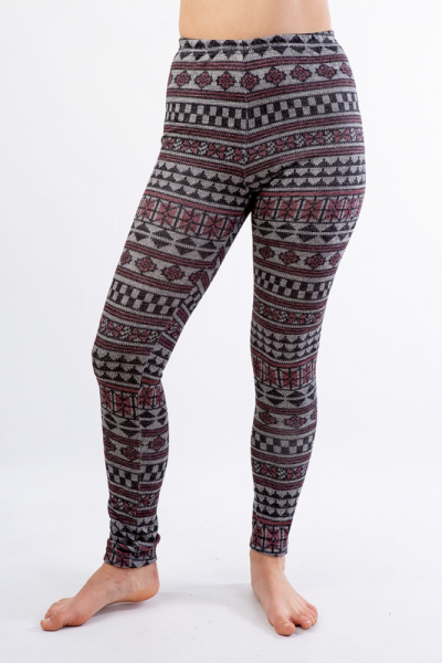 LL 030 теплые лосины с орнаментом серый/красный