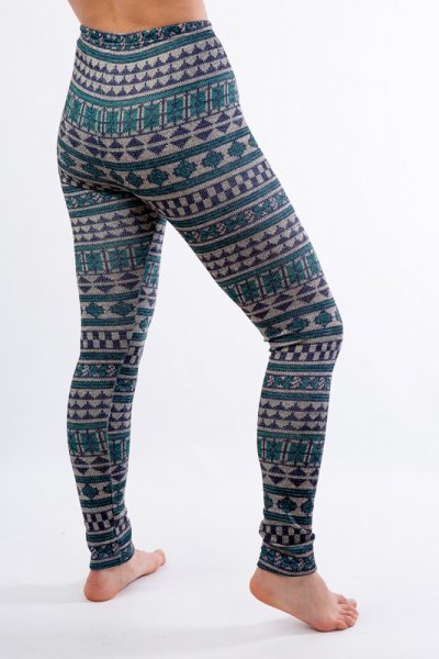 LL 030 теплые лосины с орнаментом синий/зеленый