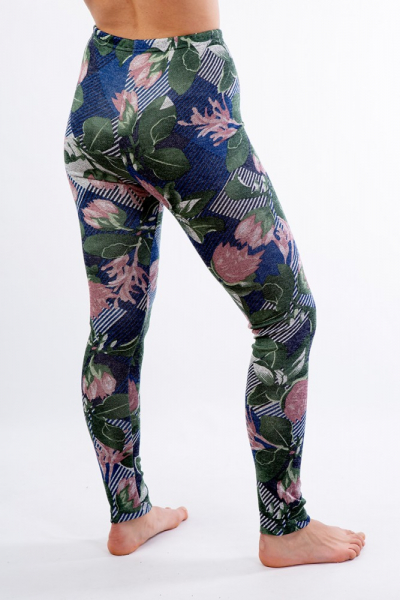 LL 028 женские лосины с цветами синий