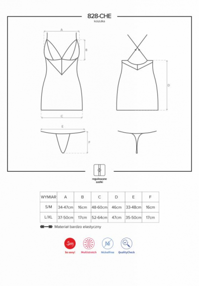 Obsessive 828-CHE-1 черная сорочка