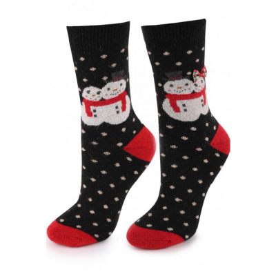Marilyn ANGORA R35 Ангоровые носки со снеговиками черный