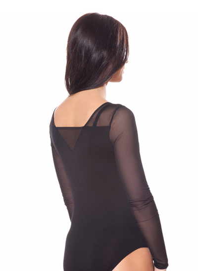 ББ 120 Боди с рукавами сетка черный