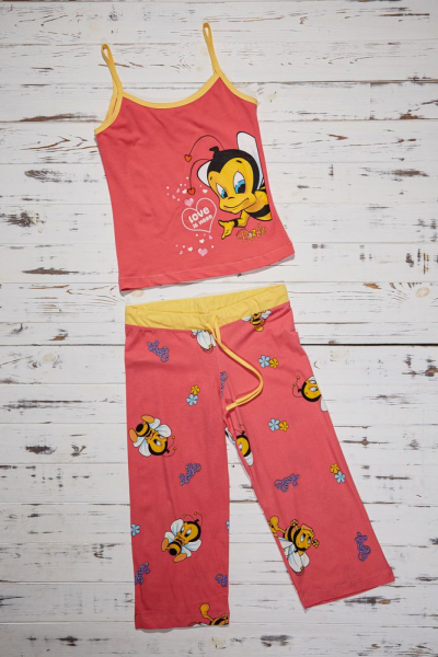 Vienetta Secret VS 26 Пижама майка и капри коралловый/желтый