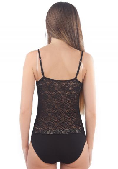 BB 131 Боди женское с кружевными вставками черный