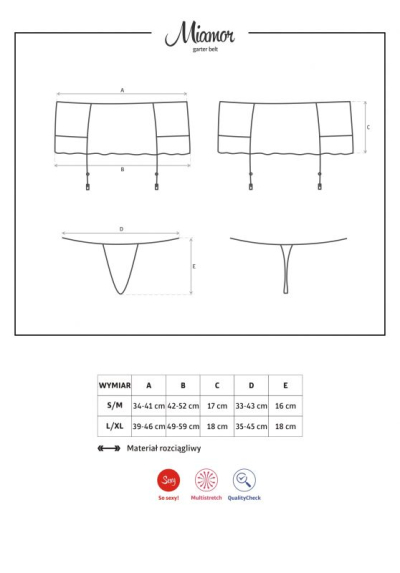 Obsessive Miamor пояс для чулок и стринги черный