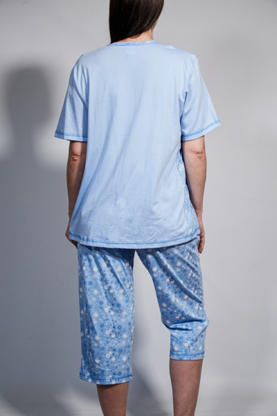 Regina R 652 Хлопковая пижама для беременных голубой/цветы