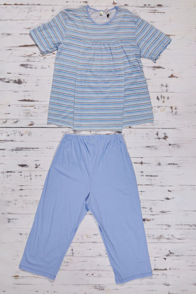 Regina R 652 Хлопковая пижама для беременных голубой/полоска
