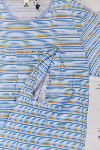 Regina R 652 Хлопковая пижама для беременных голубой/полоска