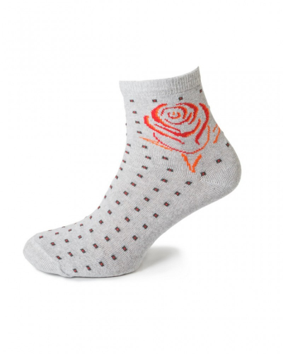21120 Женские носки с принтом розы серый