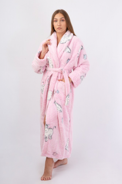 Vienetta Secret VS 031 Домашний теплый халат розовый/принт
