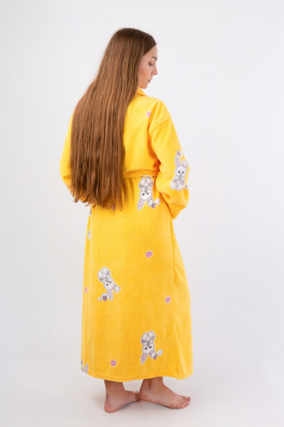 Vienetta Secret VS 031 Домашний теплый халат желтый/принт