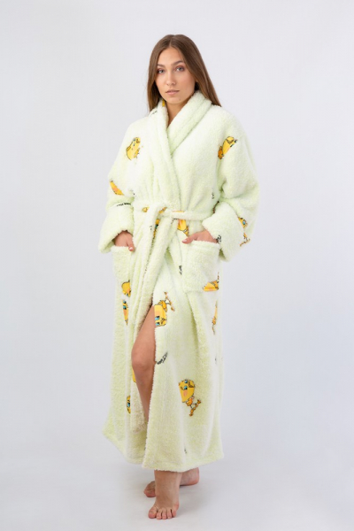 Vienetta Secret VS 031 Домашний теплый халат салатовый/принт