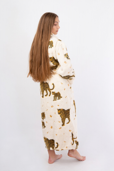 Vienetta Secret VS 031 Домашний теплый халат молочный/принт