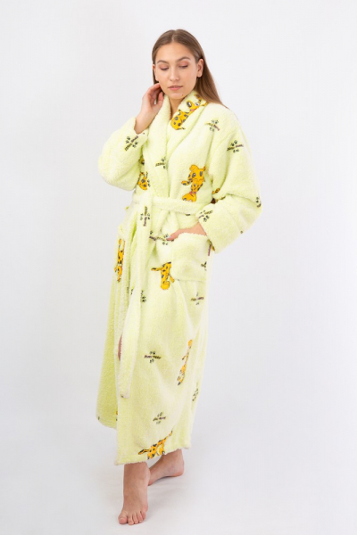 Vienetta Secret VS 031 Домашний теплый халат салатовый/принт