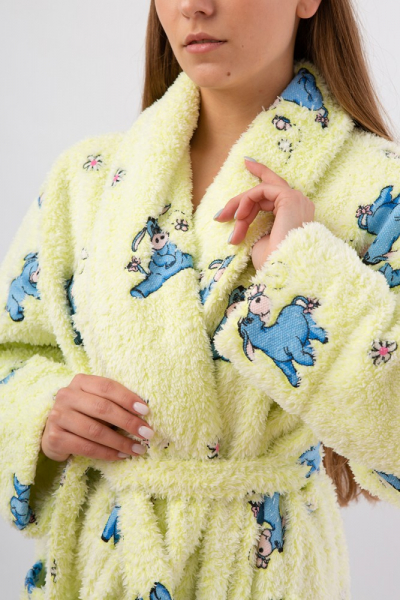 Vienetta Secret VS 031 Домашний теплый халат салатовый/принт
