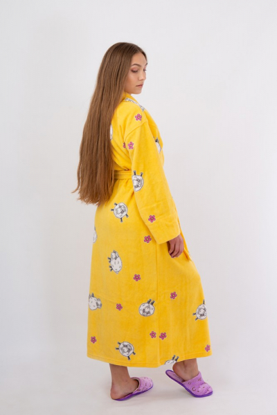 Vienetta Secret VS 031 Домашний теплый халат желтый/принт