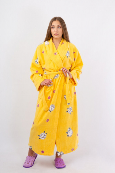 Vienetta Secret VS 031 Домашний теплый халат желтый/принт