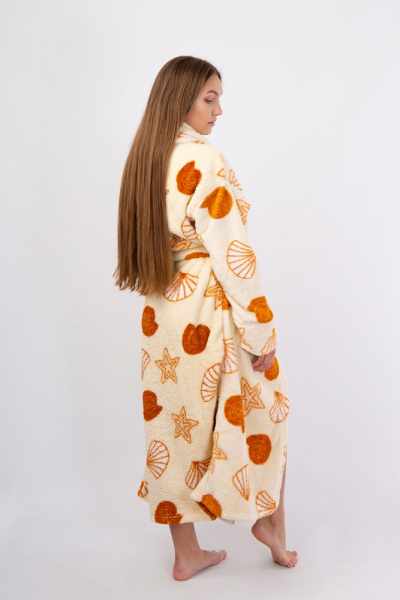 Vienetta Secret VS 031 Домашний теплый халат молочный/принт