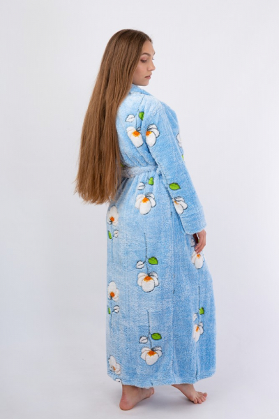 Vienetta Secret VS 031 Домашний теплый халат голубой/цветы
