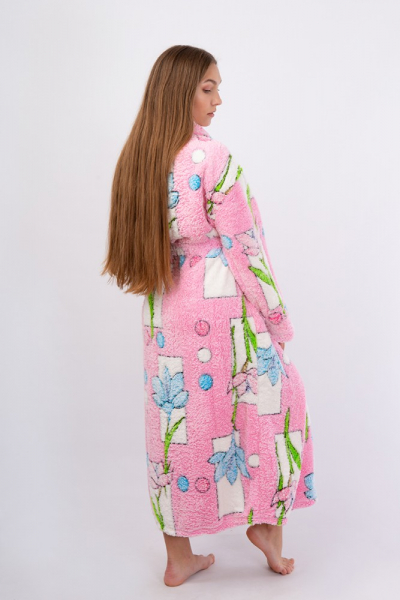 Vienetta Secret VS 031 Домашний теплый халат розовый/принт
