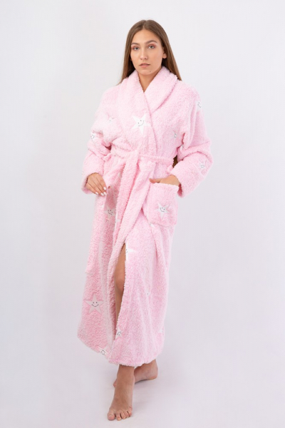 Vienetta Secret VS 031 Домашний теплый халат розовый/принт