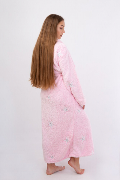 Vienetta Secret VS 031 Домашний теплый халат розовый/принт