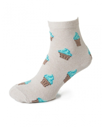 21124 Женские носки с принтом бежевый