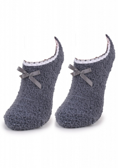 Marilyn COOZY N59 низкие махровые носки с бантиком серый