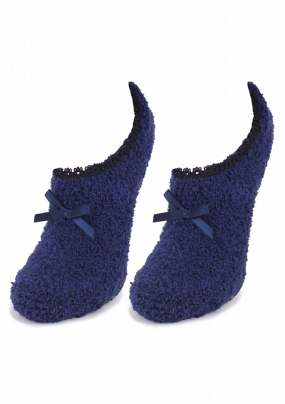 Marilyn COOZY N59 низкие махровые носки с бантиком синий